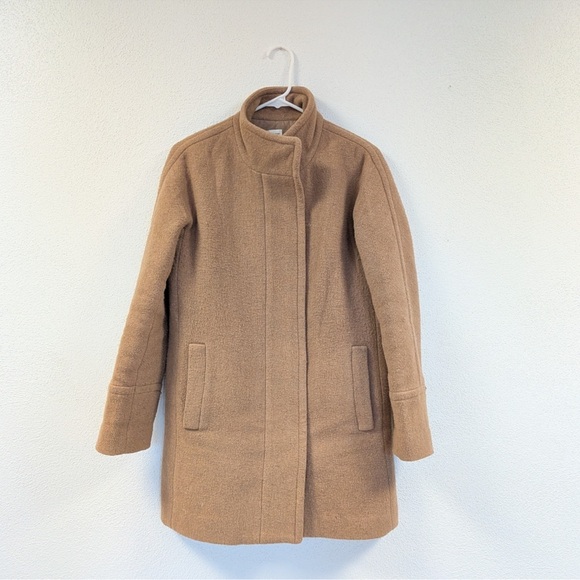 J.Crew City Coat Camel Wool Blend Minimalist Tailored Coat tan brown preppy - Picture 4 of 7